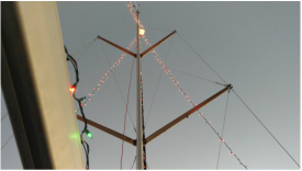 Sailboat with Christmas lights